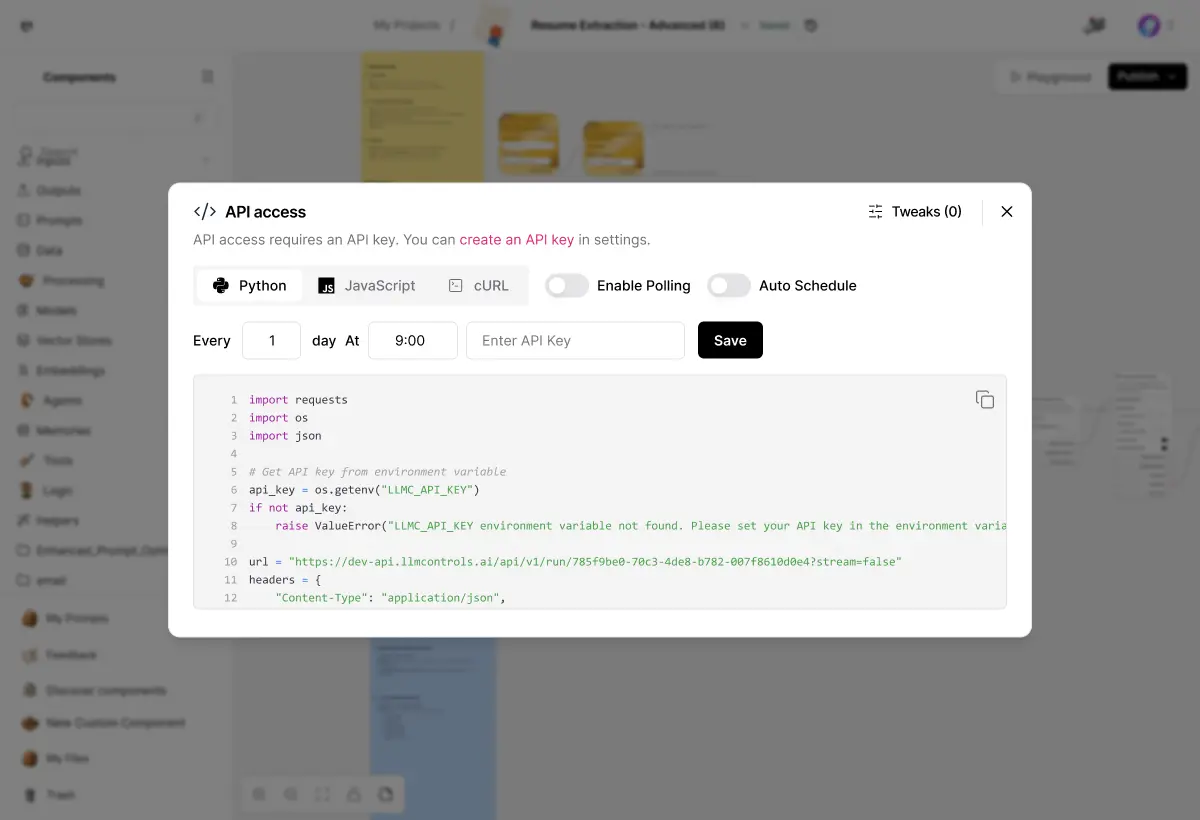 Flexible scheduling interface showing time-based triggers and automated task scheduling