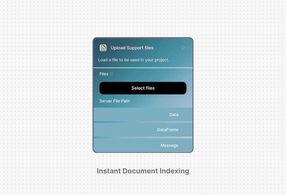 Instant document indexing interface showing documents being processed and indexed